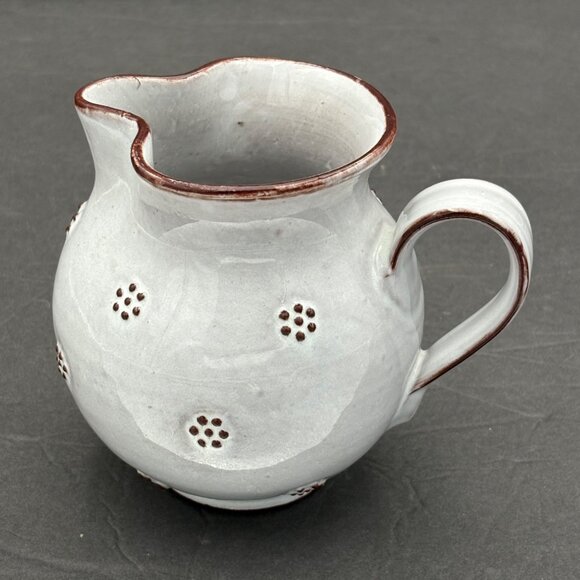 Handcrafted Ceramic Jug Pitcher Raised Brown Accents Pottery Farmhouse Rustic - Picture 1 of 13